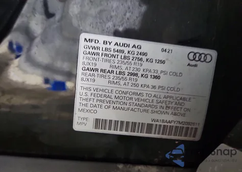 2021 Audi Q5 Premium Plus from USA, damaged, VIN WA1BAAFY7M2092611